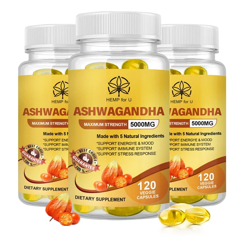 

Full-Spectrum KSM-66 Ashwagandha 5000 mg Vegetarian Capsules Pure Ashwagandha Root Extract For Mood and Stress, Brain and Memory