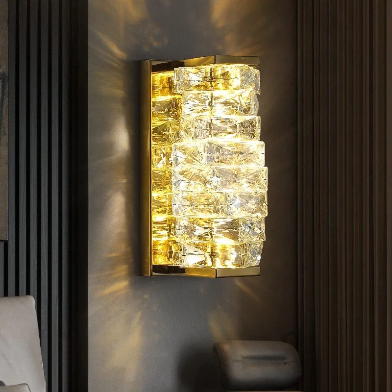 modern gold crystal wall sconce lampada led para sala de estar quarto tv fundo luzes interiores luminarias domesticas luxo k9 01