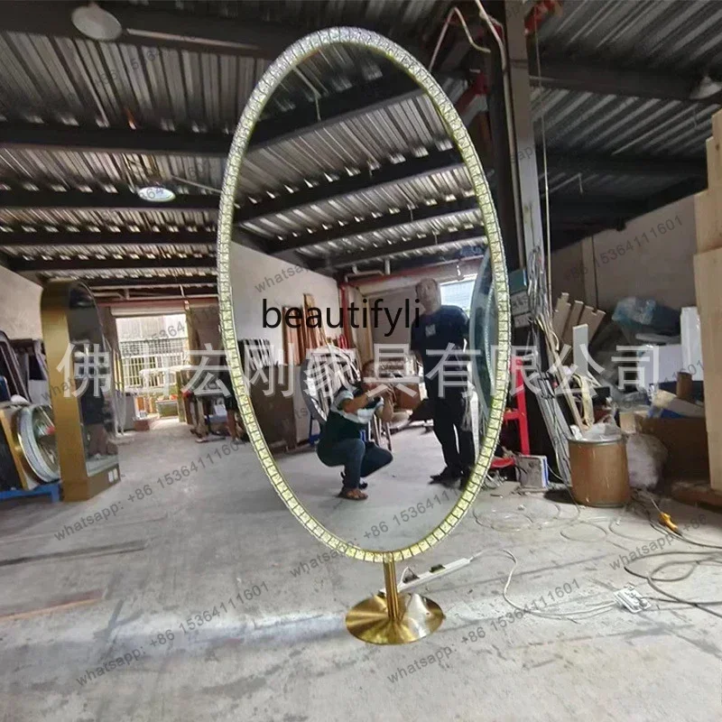 D30   NewBarber shop mirror, hair salon with lamp mirror, floor-to-ceiling single-sided wall-mounted mirror