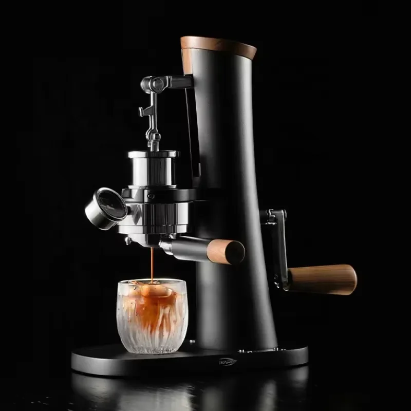 58mm Wooden Handle Manual Espresso Machine 18 Bar Pressure Commercial Coffee Maker Portable Travel Barista Tool Kit for Home