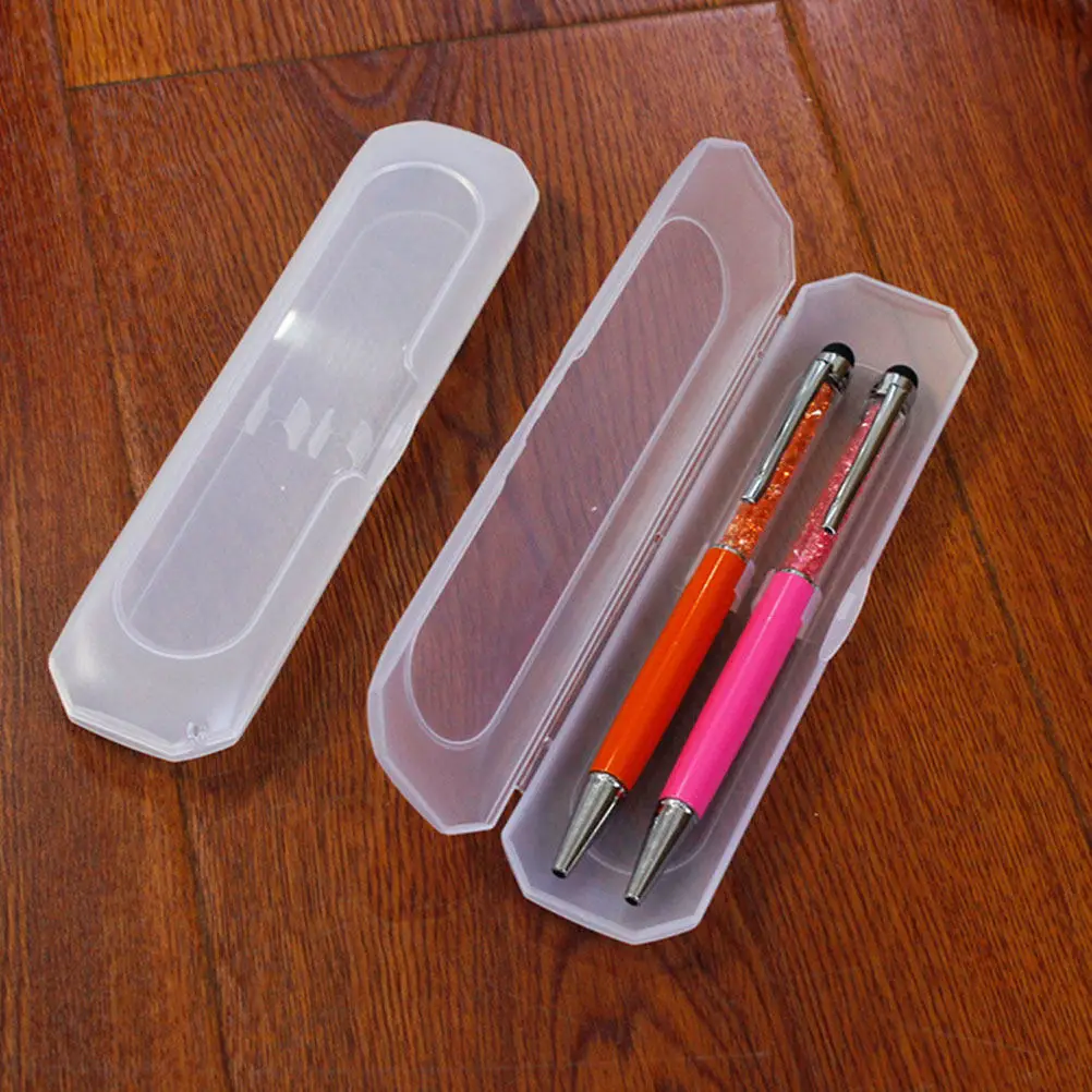 

10Pcs Clear Plastic Pencil Case Transparent Pen Box Gift Display Organizer for Students Teachers Office School Stationery