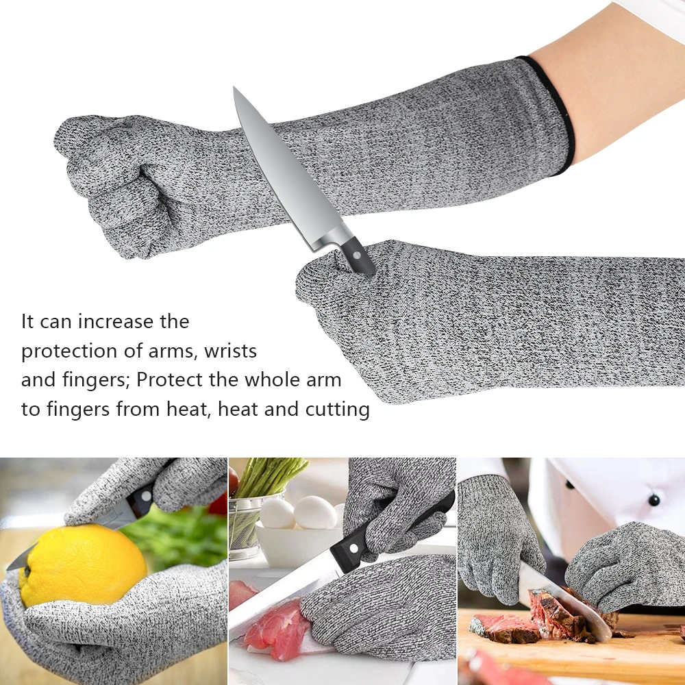 1 Pair Anti-Puncture Cut Arm Sleeve Cut Resistant Knit Sleeves Outdoor Work Safety Anti-cutting Arm Guard Protective Glove