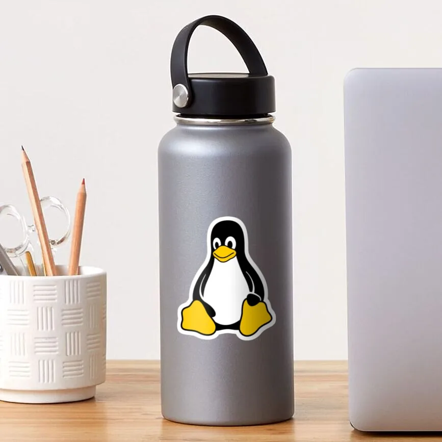 Linux Tux  5PCS Stickers for Living Room Cartoon Anime Art Laptop Decorations Bumper Background Water Bottles Wall Stickers