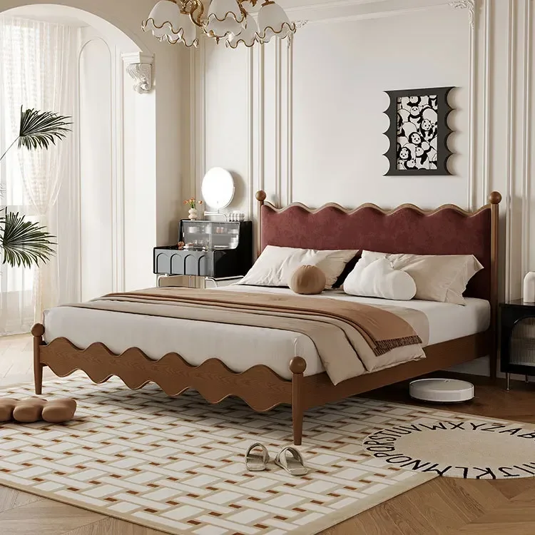 Da Sima Double Ash Wood Solid Wood Master Bedroom Space Saving Double 1 Meter 8 Double French Retro Bed