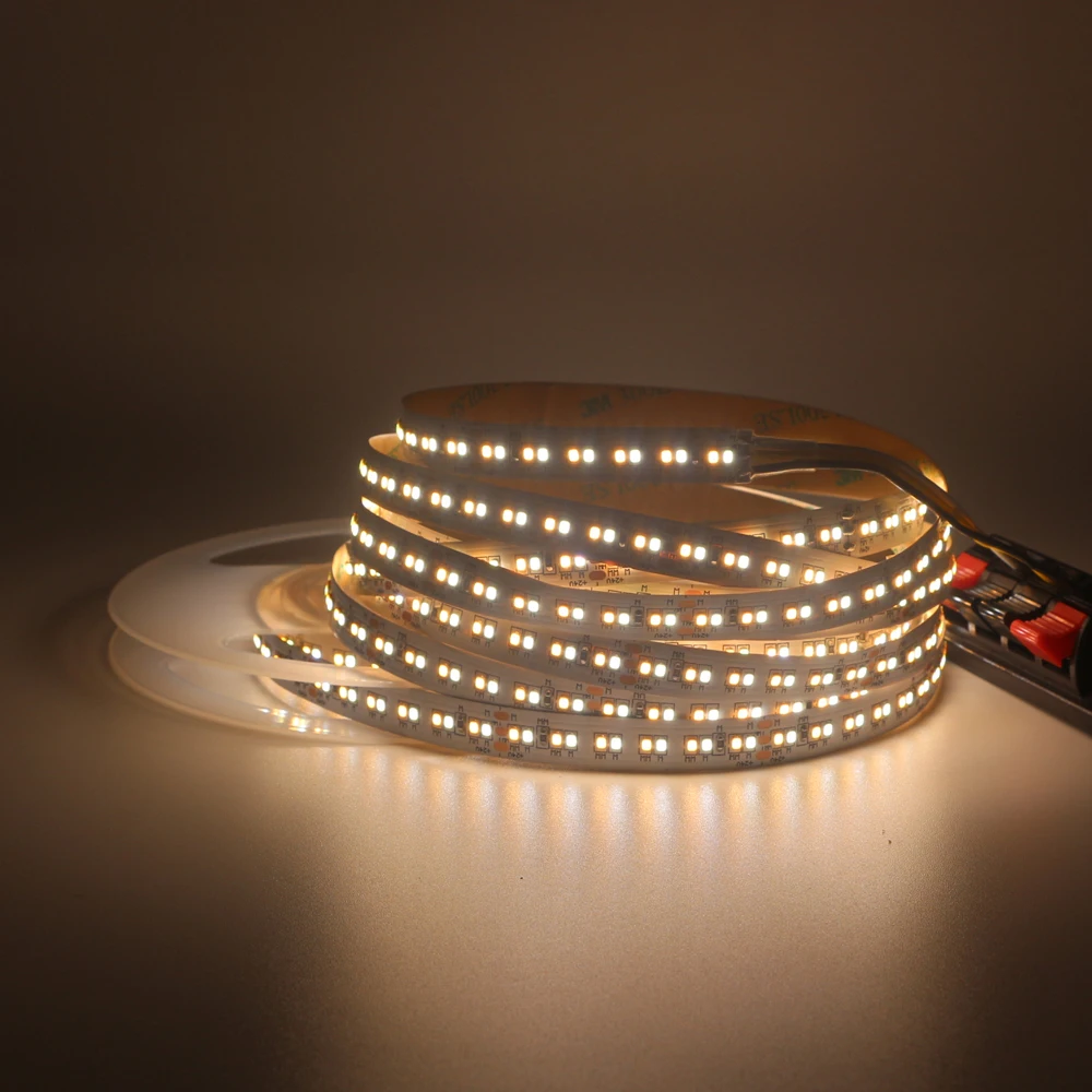 1 / 10m CCT dual color DC24V CRI90 10mm PCB 240Leds / m 19.2 W 2216 SMD flexible LED strip 7-10LM WW + W 2216 dimming high lumen