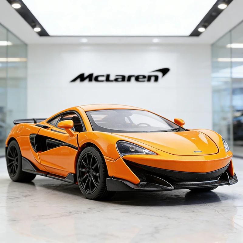 

Масштабная модель автомобиля McLaren 600LT 1:32 из литого сплава со звуком и светом, инерционная, детская игрушка, коллекционная, подарок на день рождения