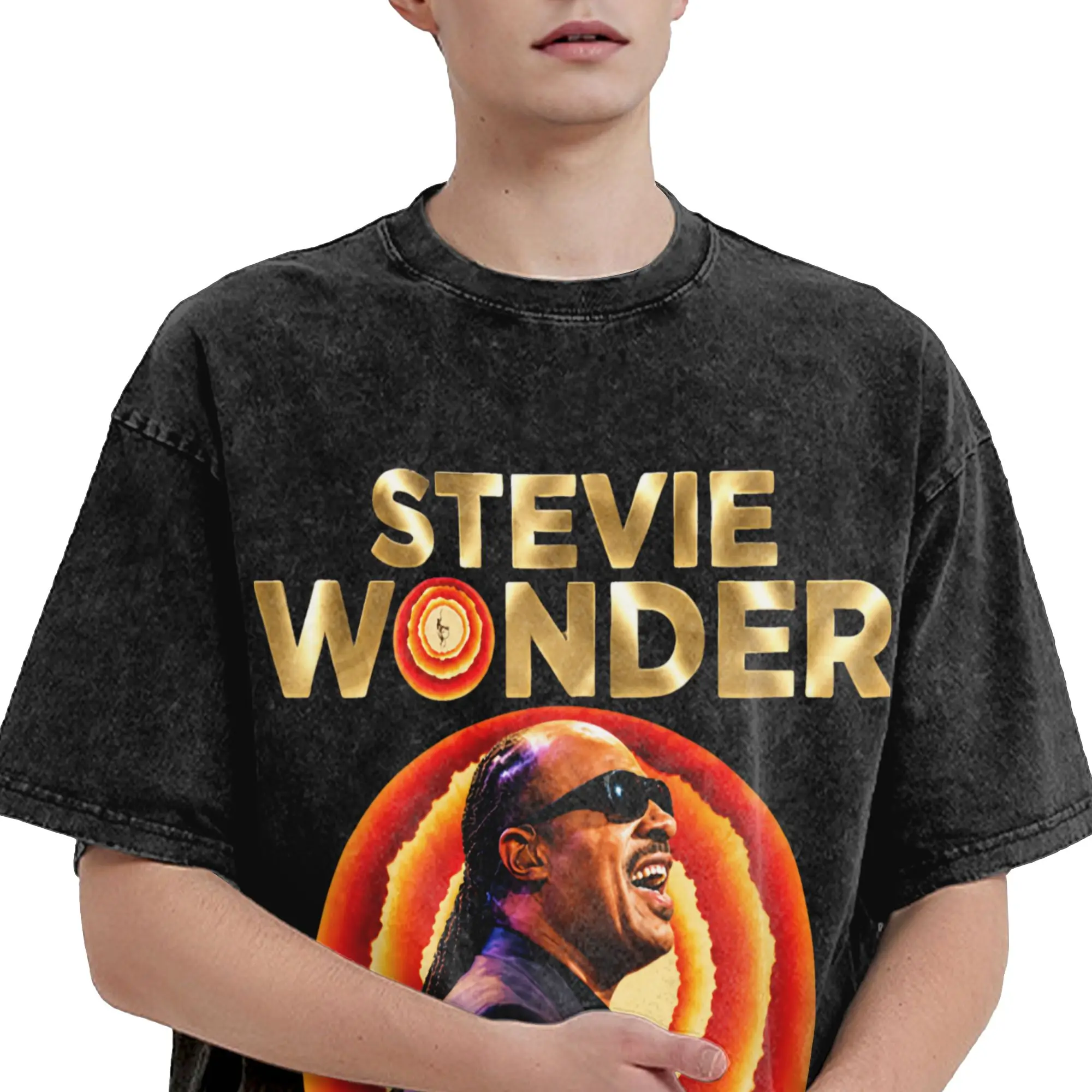 Stevie Wonder Songs in The Key of Life 50th Anniversary Tour  T Shirts Hip Hop Washed T-Shirts  Fashion Men Women Streetwear