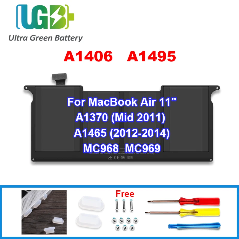 

UGB New A1406 A1495 Battery For Apple MacBook Air 11" inch A1370 (Mid 2011) A1465 (2012-2014) Series MC968 MC969