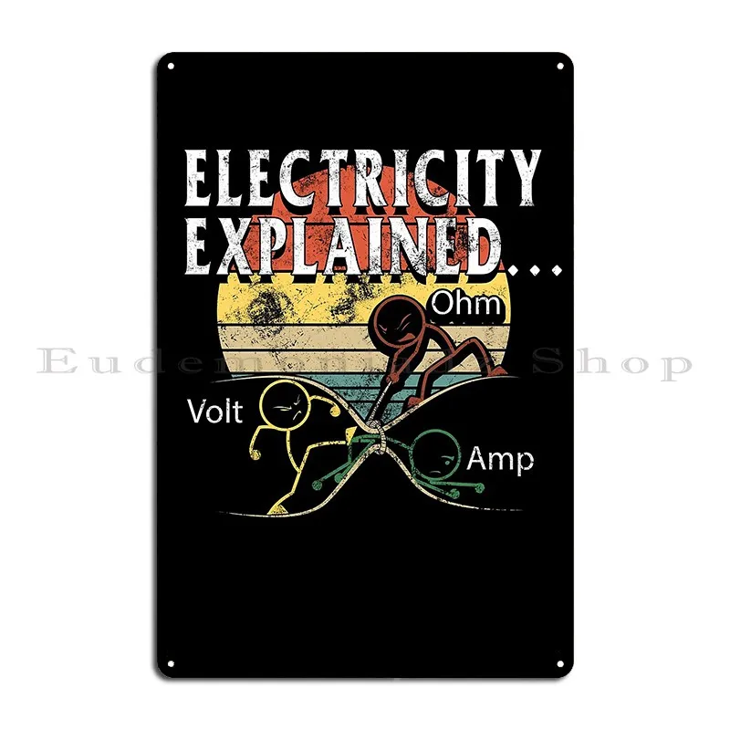 Funny Electricity Explained Gift Metal Plaque Poster Customized Painting Cinema Garage Plaques Tin Sign Poster