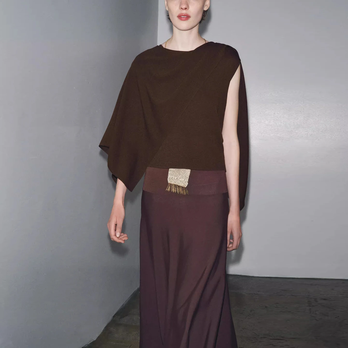 Faionable Top de malha em camadas para mulheres outono 2025 conjunto pessoal versátil longo Sve Daily Wear Z Brand