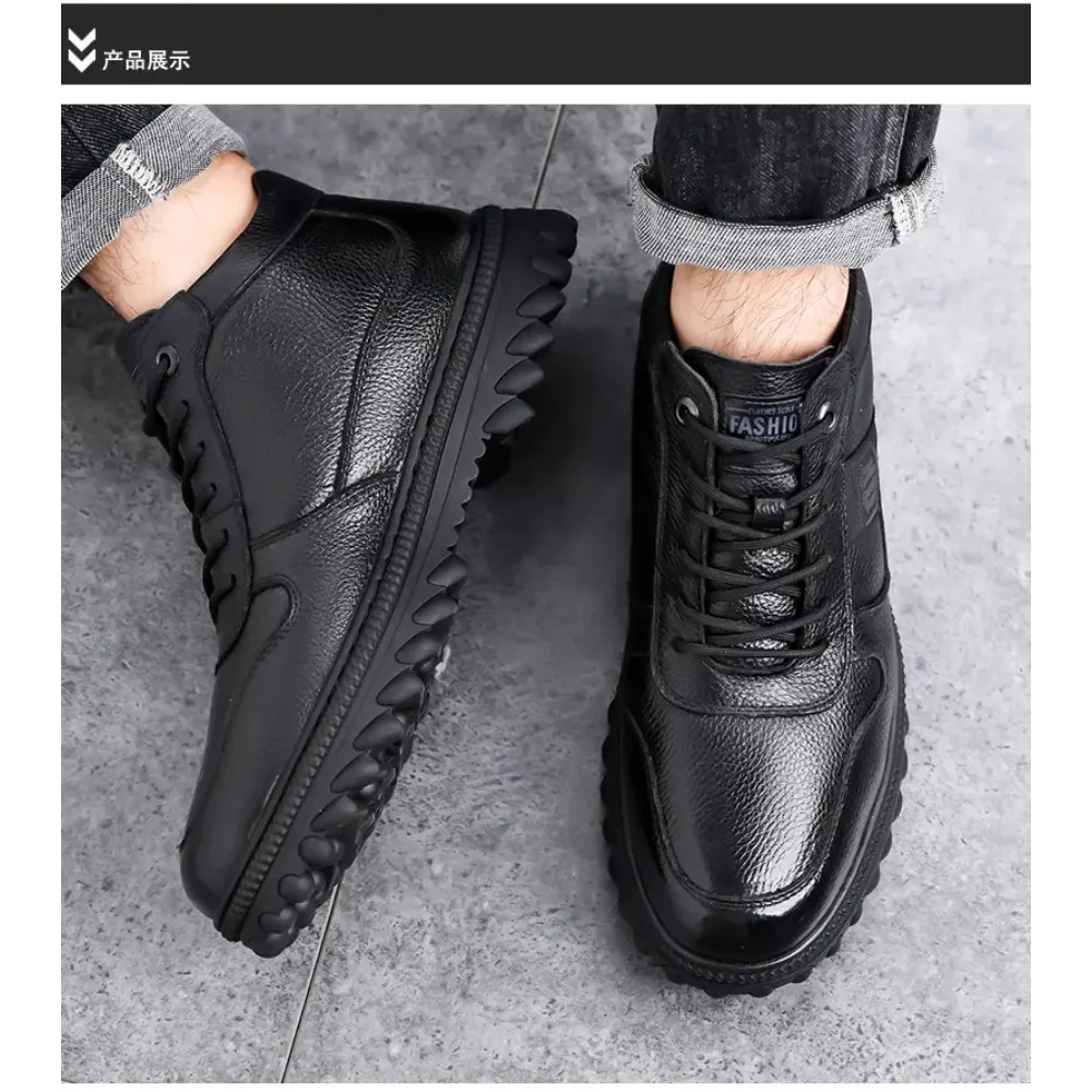Männer Baumwolle Schuhe Winter Leder Schuhe Neue Stil Winter Stiefel Anti-Kälte Anti-Slip Fleece Gefüttert Warme Mittleren alters Papa Winter Fuß