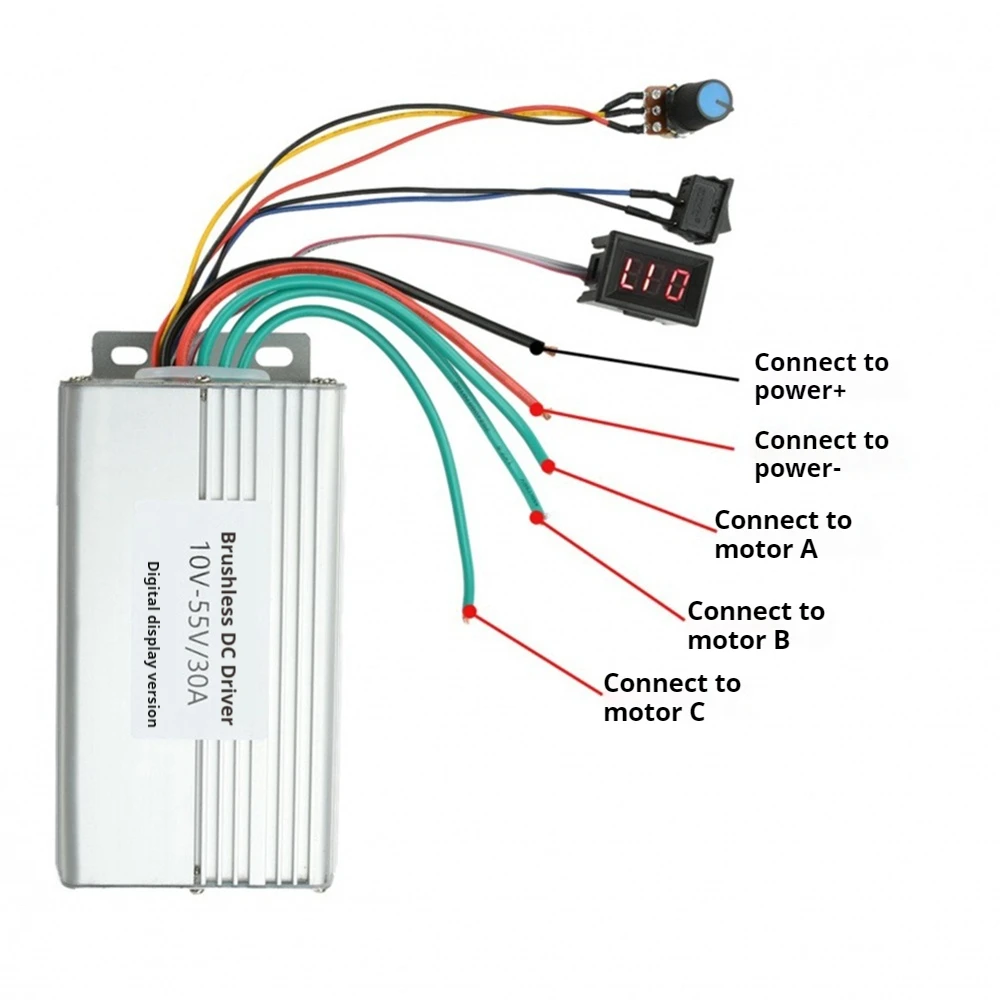 0-100% Digital Display Motor Speed Governor 30A DC10-55V Brushless Motor Speed Regulator Forward and Reverse Controller No Hall