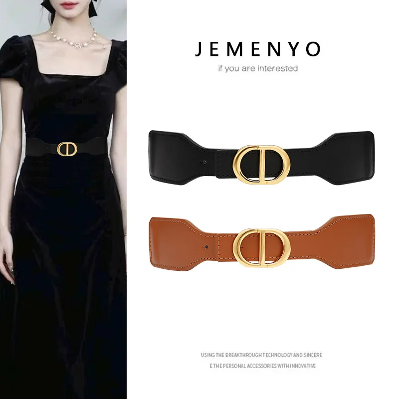 Fashion Dress Belts for Women Simple Waist Elastic Ladies Band Round Buckle Decoration Coat Sweater Party Belt Girdle Belt Gift