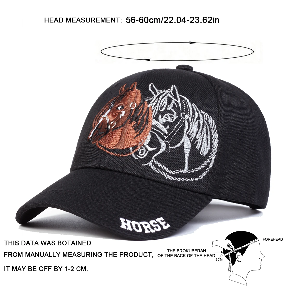 Unisex HORSE Embroidery Baseball Caps Spring Autumn Outdoor Adjustable Casual Hats Sunscreen Hat