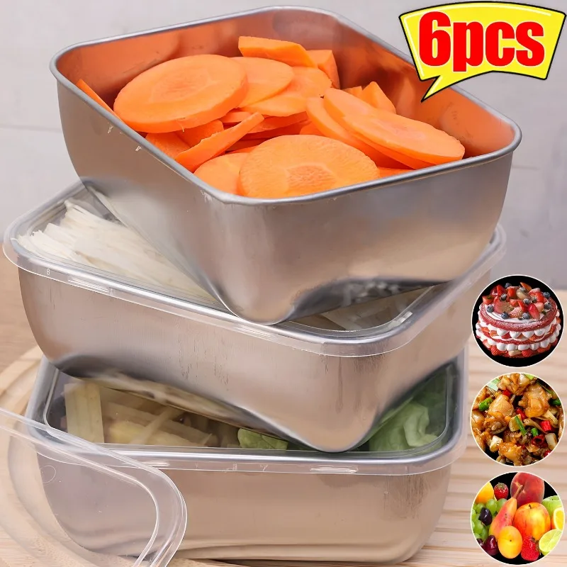 

Portable Fresh-Keep Box Stainless Steel Rectangle Dish Lunch Box with Lids Camping Picnic Food Sealed Boxes Home Kitchen Supply