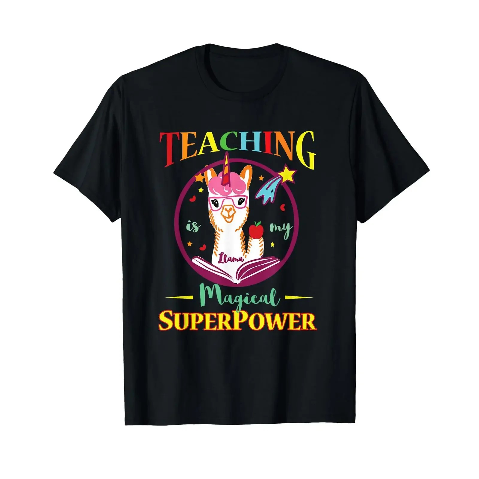 Teaching Is Magical Superpower Llama Teacher T Shirt vintage Washed streetwear Versatile Stretched Stylish fashion Soft