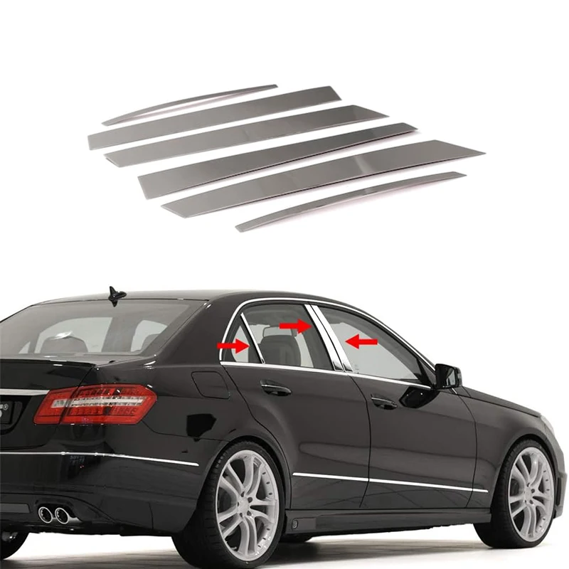 Car Door Window Column BC Pillar Post Cover Trim for Mercedes-Benz E-Class W212 4-door Sedan Saloon E200 E220 E250 2010-2016