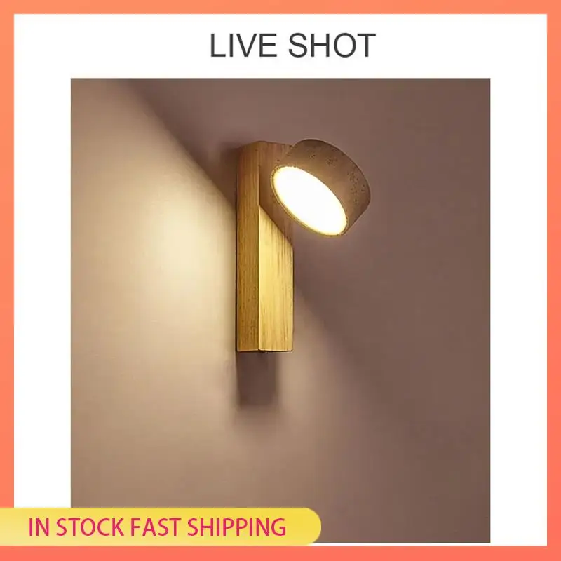 

AA05 Wall Lamp Rotatable LED Light Wood Stone Design For Bedside, Apartment, Corridor Wall Mounting