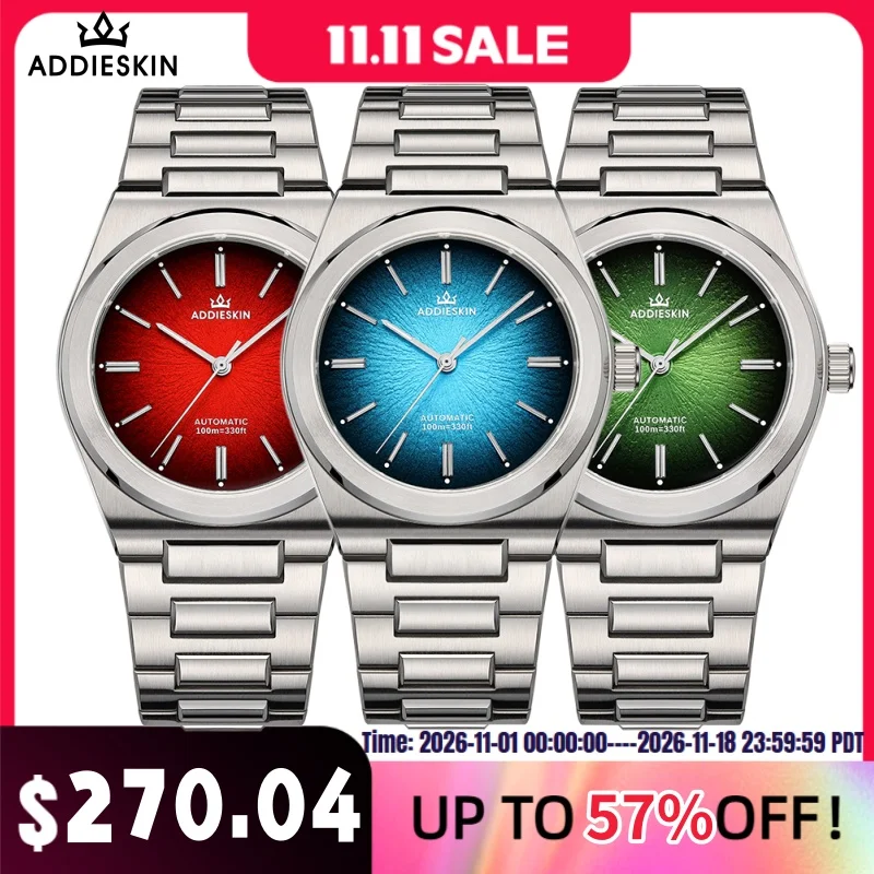 AddiesKin K001 Men Luxury Watch BGW9 Blue Luminous 10Bar Waterproof Synthetic Sapphire 9015 Movement Automatic Mechanical Watch