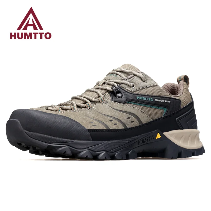 HUMTTO Outdoor Sneakers for Men Genuine Leather Hiking Boots Mens Luxury Designer Climbing Trekking Sports Safety Work Man Shoes