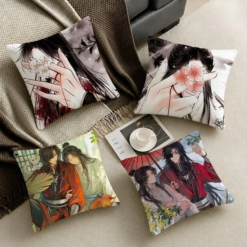 Anime Heaven Official's Blessing TGCF Cushion Cover Throw Pillow Soft Short Plush Cozy Durable Colorfast Sofa Bedroom Home Decor