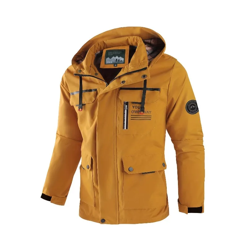 

Повседневная весенне-осенняя куртка для инструментов, мужская съемная шапка с несколькими карманами, мужская куртка