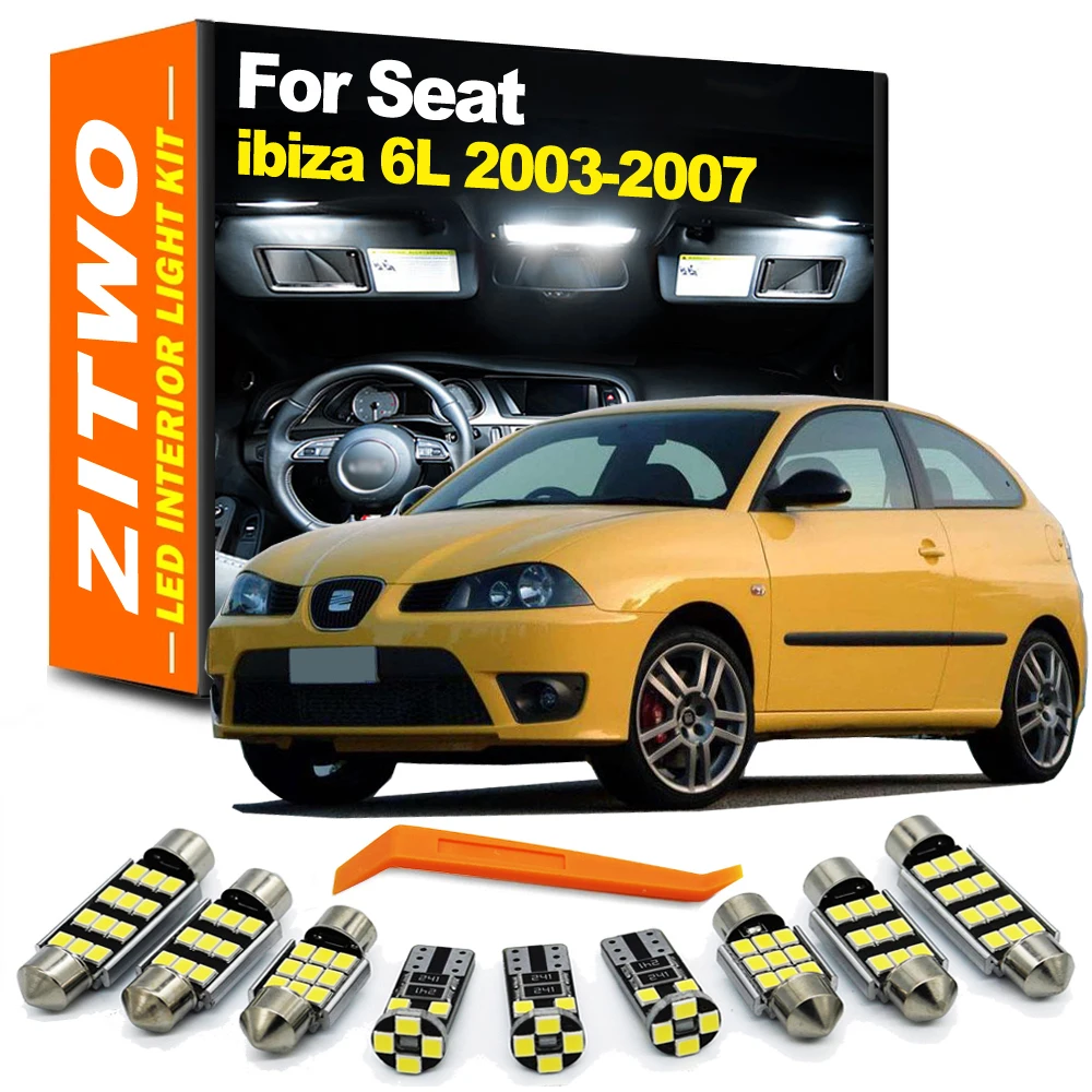 ZITWO 8Pcs No Error Canbus LED Bulb For Seat Ibiza 6L 6L1 2003 2004 2005 2006 2007 Interior Dome Map Reading Luggage Light Kit