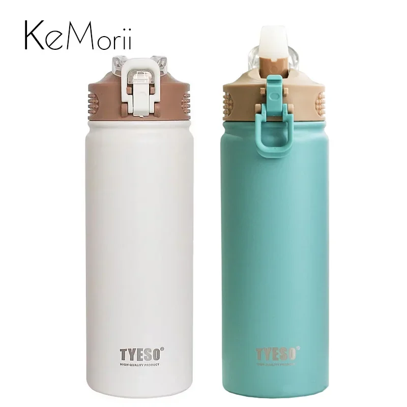 304 Stainless Steel Thermos Mug with Straw Vacuum Insulated Travel Coffee Flask Tumbler Thermal Cup Water Bottle 550/750ML