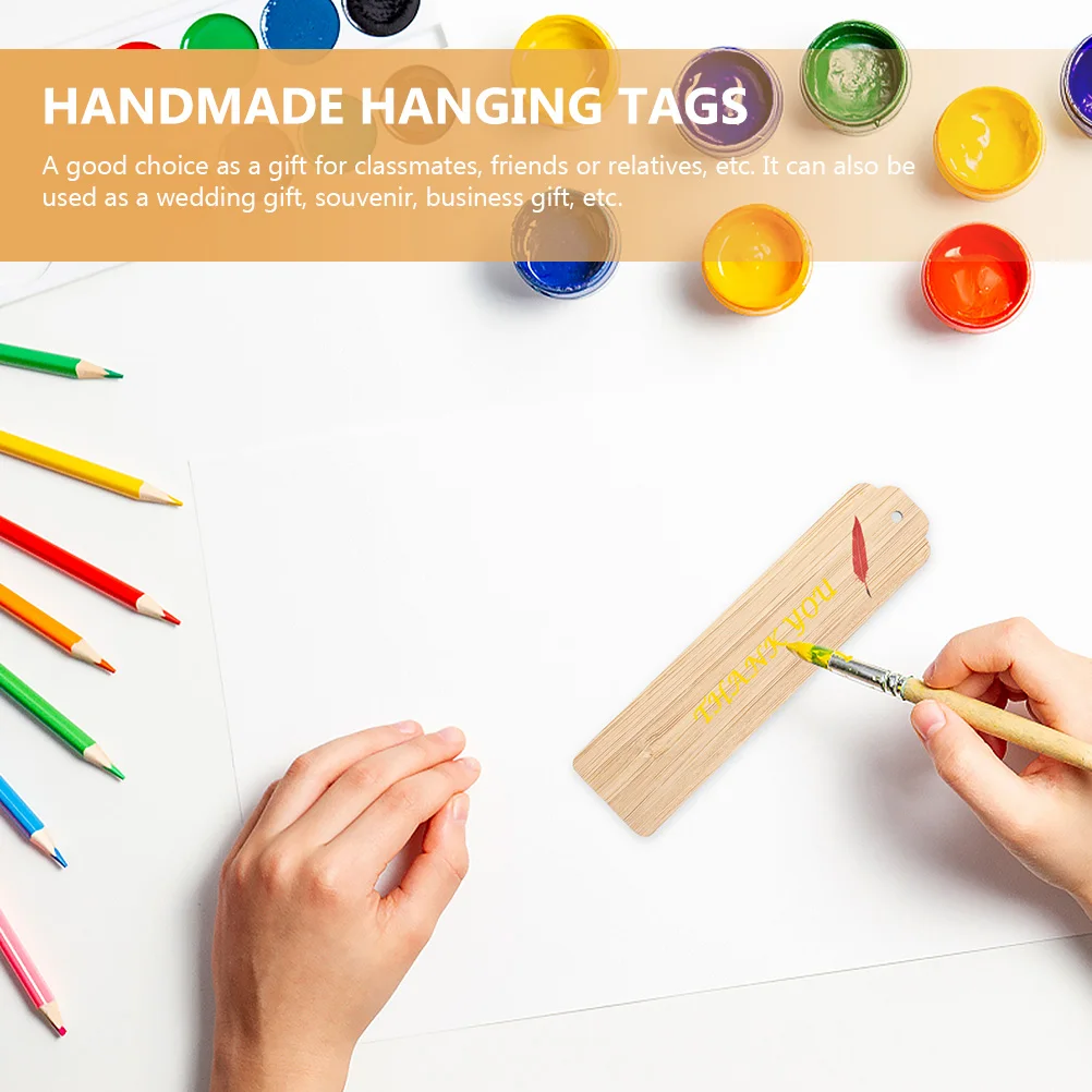 

10 Sets DIY Engraved Bookmarks Wedding Gift for Boys Modeling Tassel Pendant Wood