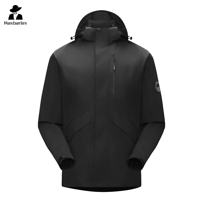 

2024 Autumn Jacket Men's Casual Loose Waterproof Zipper Pocket Windbreaker Couple's Outdoor Mountaineering Suit Solid Color Coat