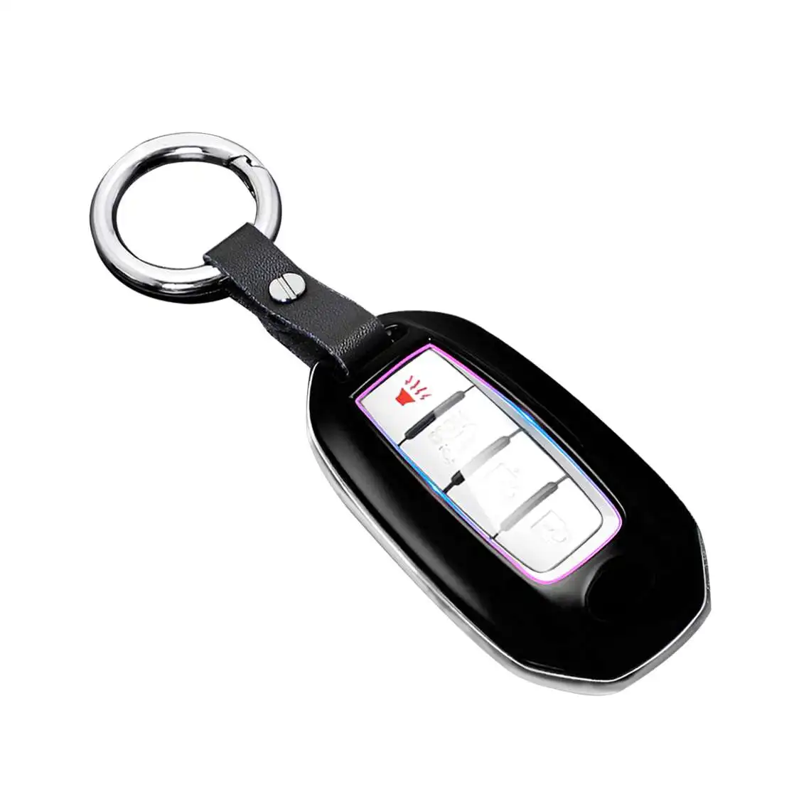 Car Key Fob Cover Case Holder with Chain Black ABS Fit for Infiniti Q50 Q60 QX50 QX55 QX60 view 2