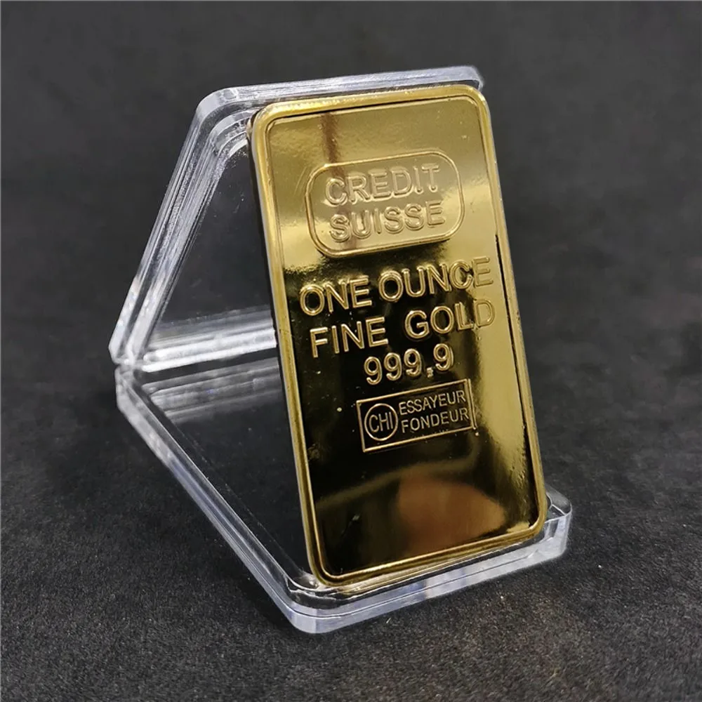 Laser Number Fine Gold Gold Plated Bullion Bar Funny Modern Suisse Gold bar Replica Swiss Bank Gold Bullion Bar Home