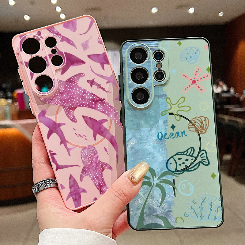 Ocean Shark Print Magnetic Phone Case For Samsung Galaxy S26 S25 S24 S23 Ultra S25 S24 FE A57 A56 A37 A17 A55 A26 A36 A35 Cover