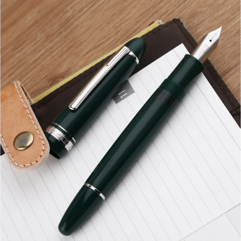 Перьевая ручка с зеленым поршнем A + MAJOHN P136, EF/F/M/плоский размер 20, ручка для письма с чернильными окнами