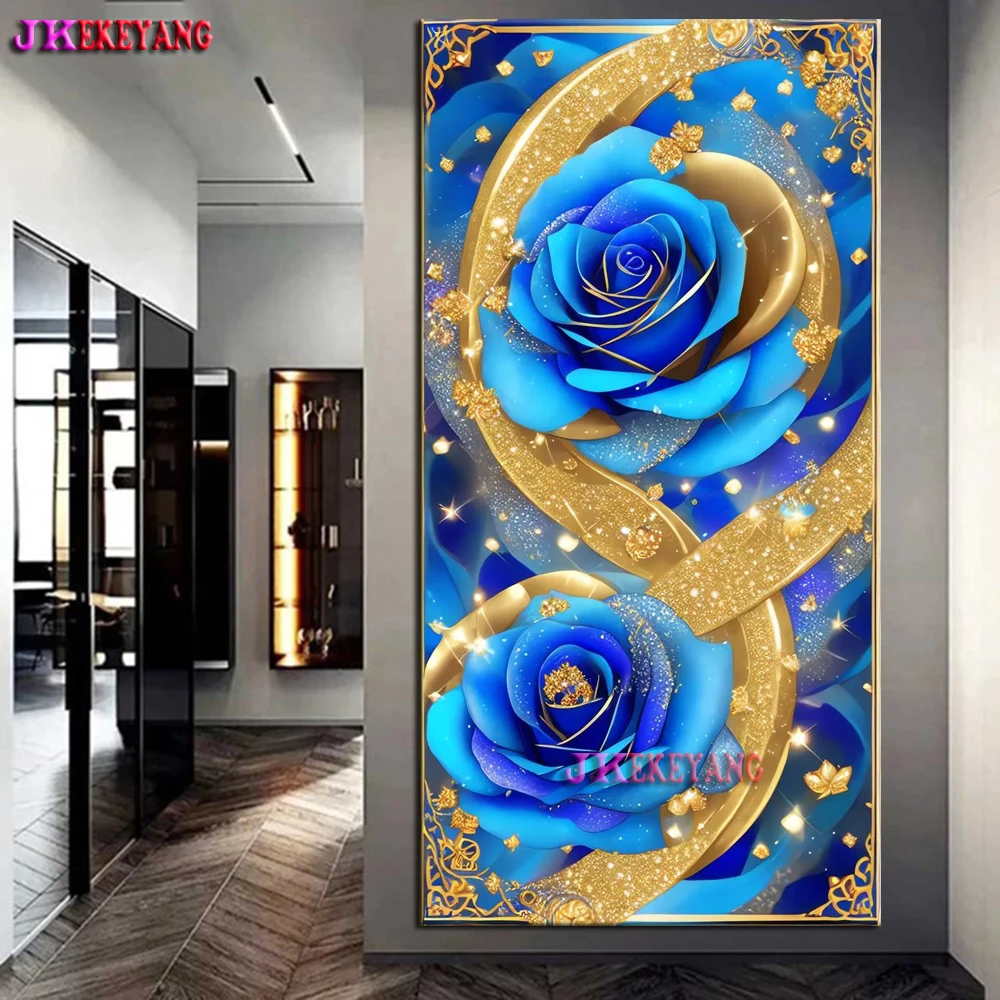 Full Square/Round Drill 5D DIY Diamond Painting Blue Rose Flower Diamond Embroidery Cross Stitch Home Decor J3370