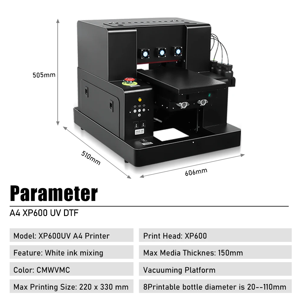 For Epson XP600 UV Printer A3 A4 UV flatbed Printer Directly to Film UV DTF Printing Machine with Rotary A3 A4 Sticker Printer