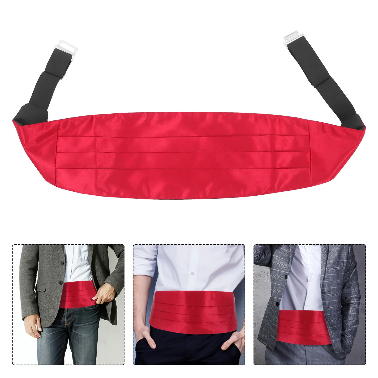 

Элегантный красный атласный пояс-куммербанд для мужчин: регулируемый пояс для смокинга, костюма, свадьбы, торжественных мероприятий, стильный дизайн