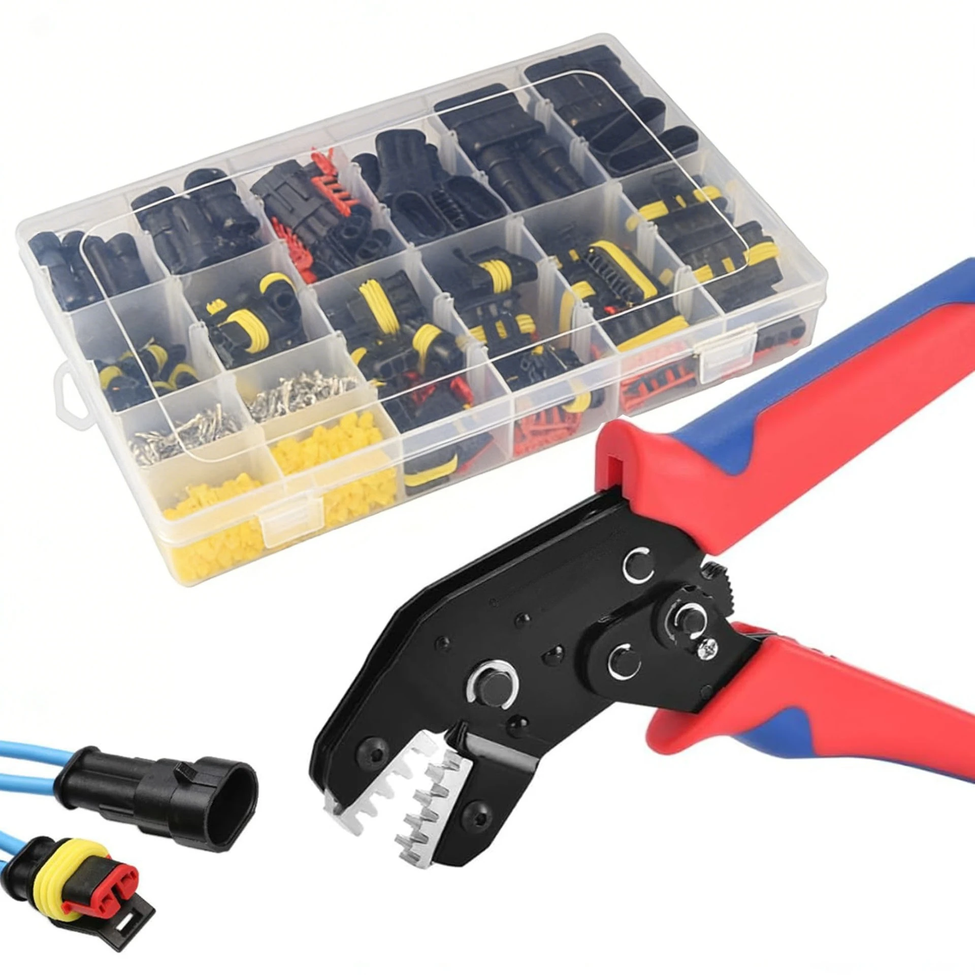 

352/708 Waterproof Connectors Car Electrical Wire Connector Plug Kit 1/2/3/4 Pin Connectors Male & Female with Crimping Tool set