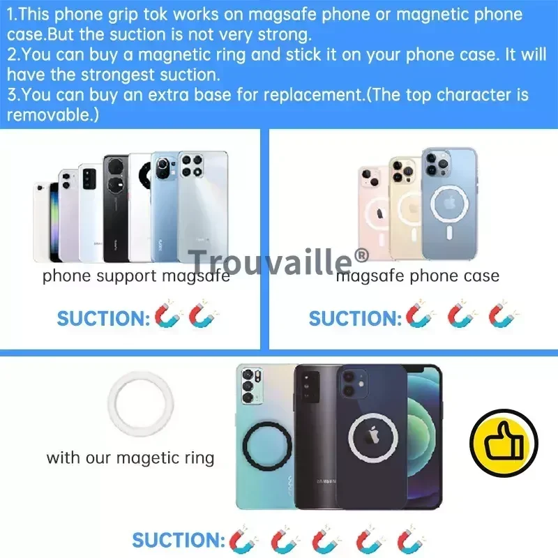 Trouvaille for Magsafe Phone Grip Tok Griptok Magnet Magic Circles Phone Stand Holder Macsafe Acrylic Griptok Korea Girl Support
