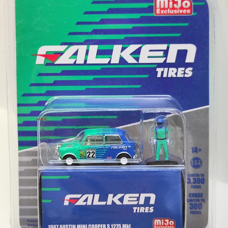 

GREENLIGHT 1:64 1967 Остин Mini Cooper S 1275 MKI FALKEN #22 с коллекцией кукол, поднятая под давлением модель, украшения, подарки