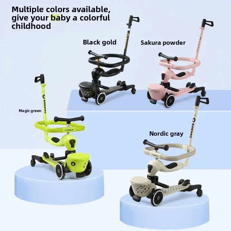 Hulajnoga dziecięca 4 w 1 z siedziskiem Składana zabawka dla dzieci w wieku 1-6 lat Rower na 3 kołach dla chłopców Dziewczynki Rower dziecięcy Baby