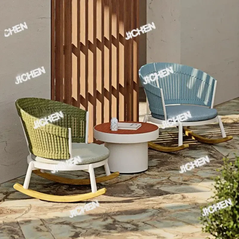 HZ Outdoor Rattan Rocking Chair Balcony Table And Chairs Outdoor Coffee Table Combination Three-piece Terrace Courtyard Outdoor