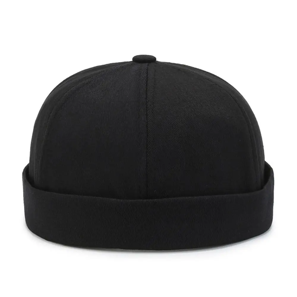 Outdoor Washed Style Brimless Docker Cap Cotton Adjustable Brimless Hat Solid Color Melon Beanie Cap Boy Girls