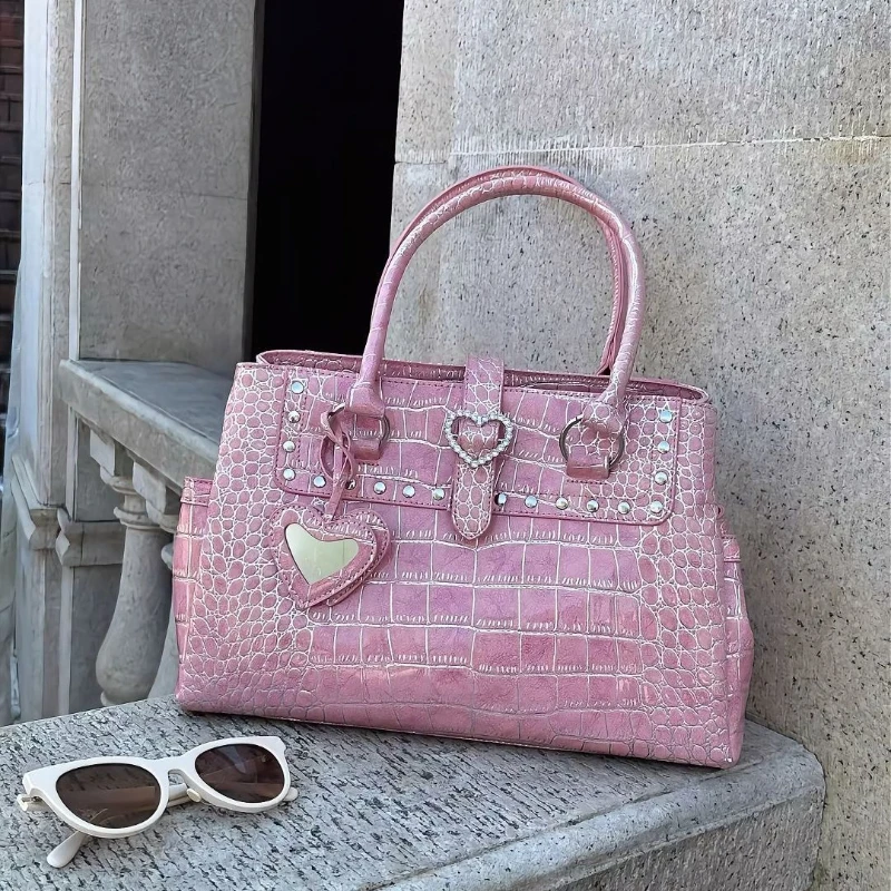 

American Retro PU Leather Crocodile Pattern Large-capacity Storage Bag Underarm Bags Shoulder Bag Woman Bags Purse Handbags