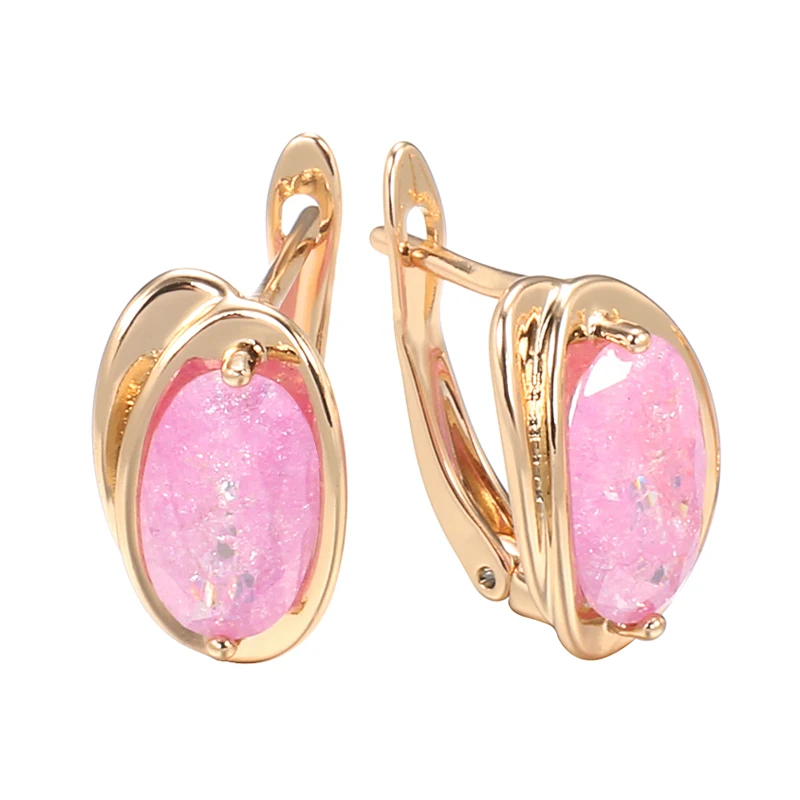 Kinel Luxury Red Natural Zircon Drop Earrings for Women 585 Rose Gold Color Trendy Big Earrings Fine Bride Wedding Jewelry 2022