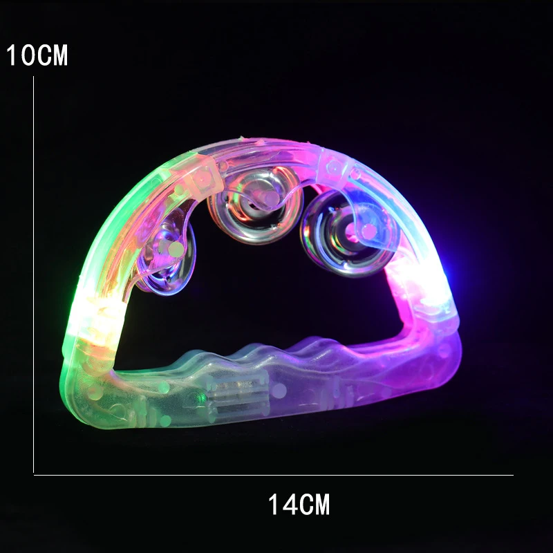 【BS】ของเล่นดนตรีแทมบูรีนเรืองแสง LED สว่างสดใส กระพริบแสง สร้างบรรยากาศปาร์ตี้ ของเล่นเด็ก สีสุ่ม