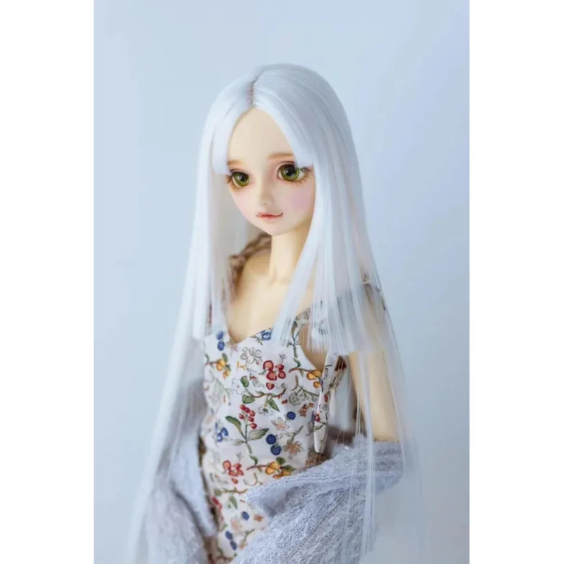 Peluca de pelo largo y liso con parte central, corte de tres capas, Unisex, BJD/SD, seda de alta temperatura, negro y verde, accesorios para muñecas, 1/3 1/4 1/6