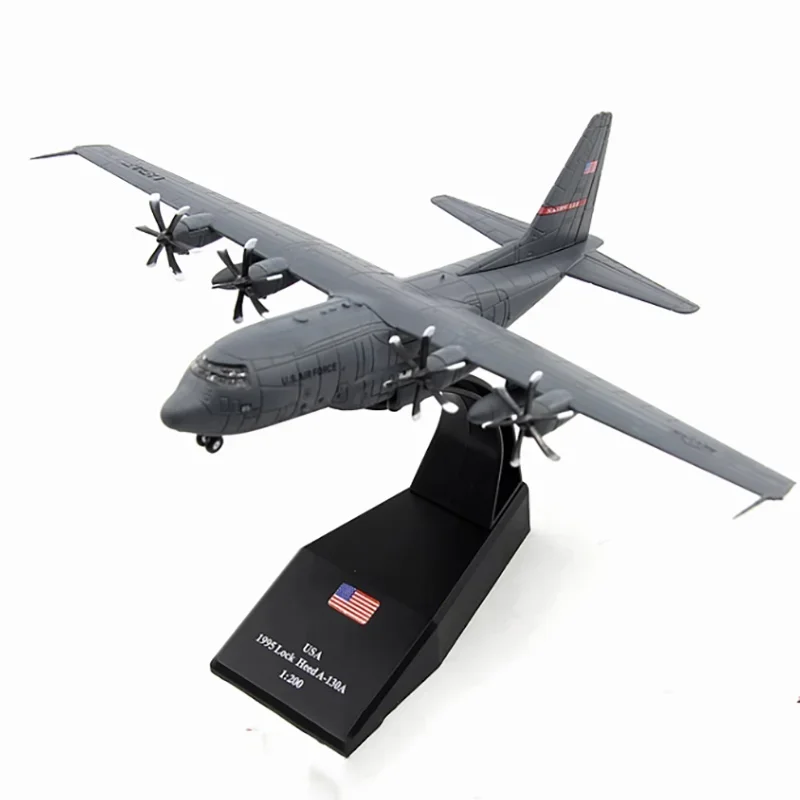 Diecast Scale 1/200 US Air Force C-130H Hercules Transport C130 Finished Alloy Aircraft Model Display Collectible Toys Gifts