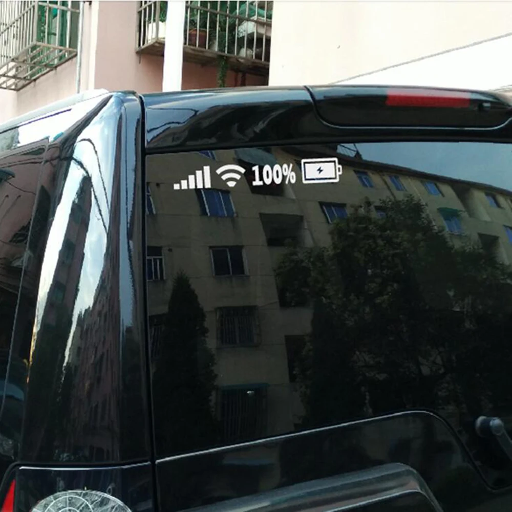 Car Wifi Battery Level Mark Sticker Decal Auto Vehicle Rear Windshield Body Auto Funny Sticker