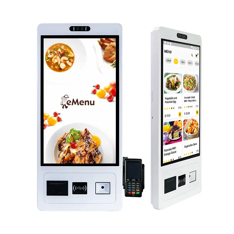 Wall Mount 15.6 21.5 23.8 27 Inch Touch Screen Self Service Ordering Kiosk POS Payment Terminal Kiosk